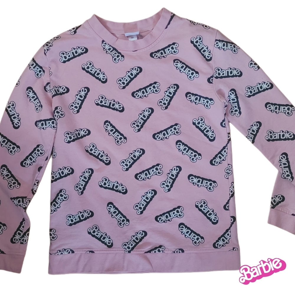 BARBIE branded Barbie All Over Logo Crew Neck Sweatshirt